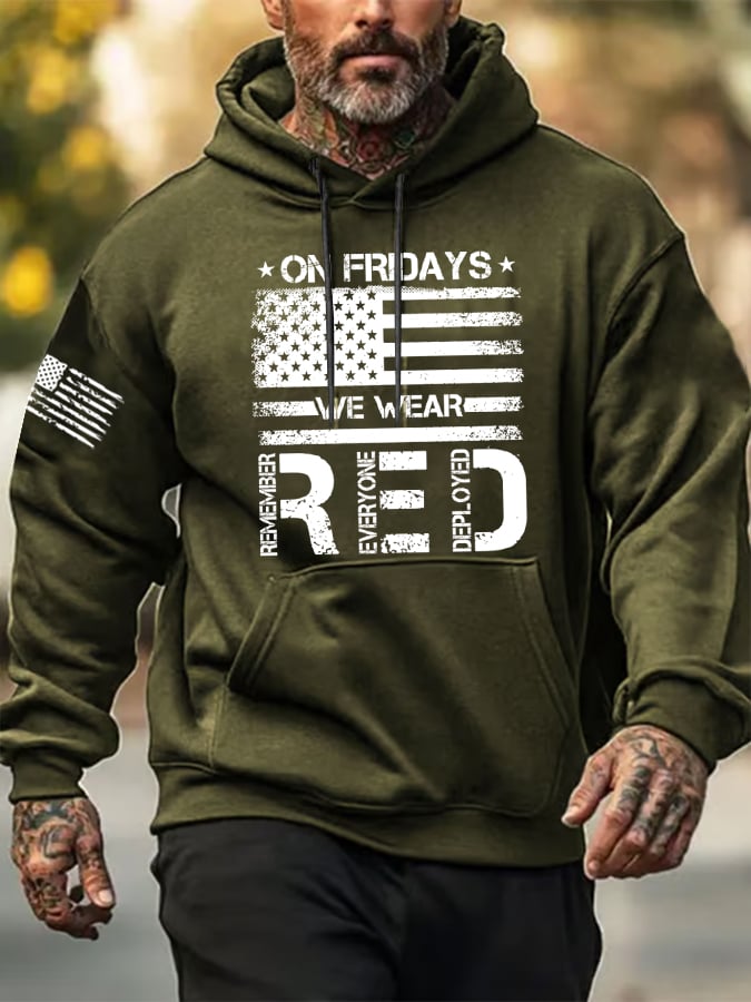 Men's On Friday We Wear Red Printed Hoodie