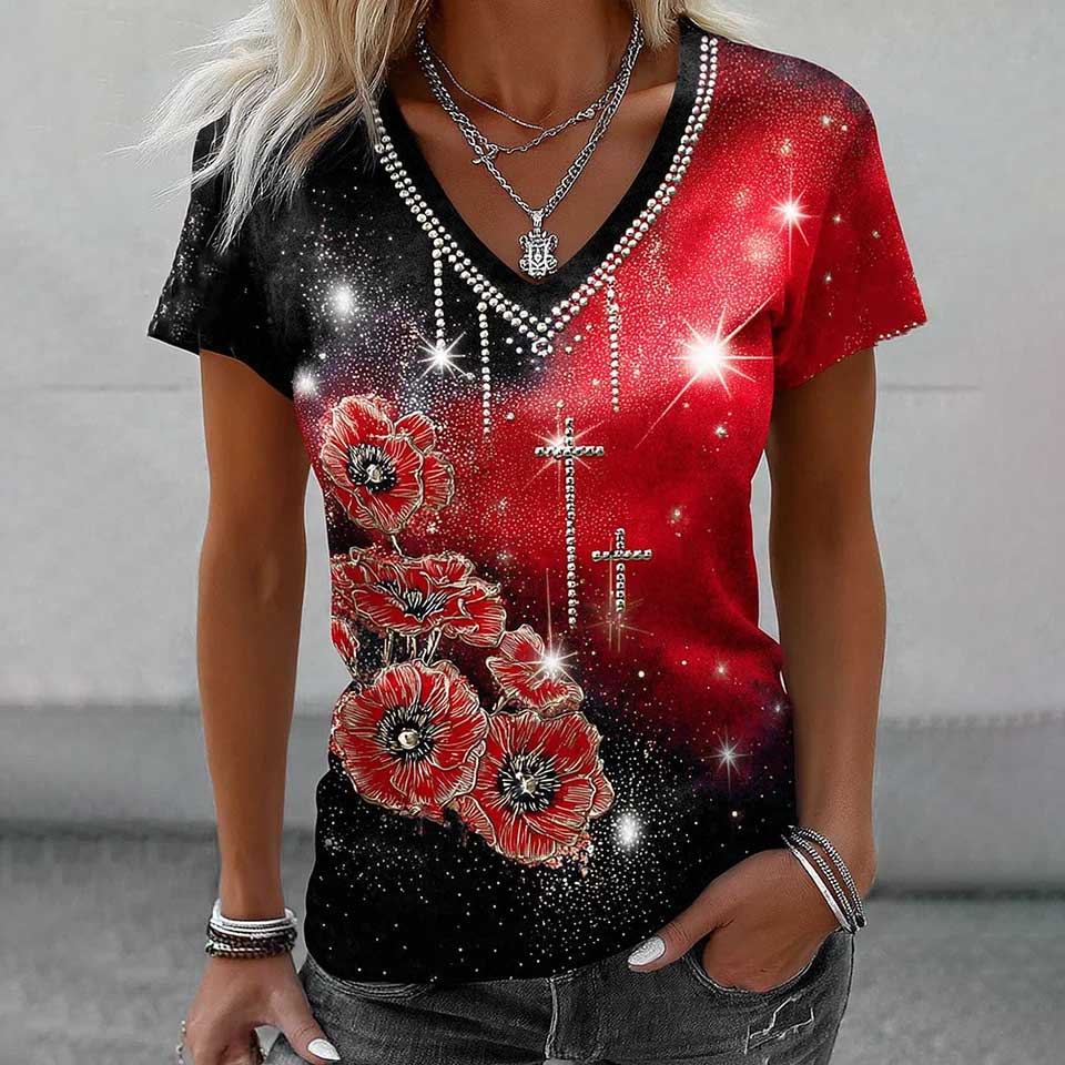 Women's Retro Memorial Day Commemorative Short-Sleeve T-Shirt