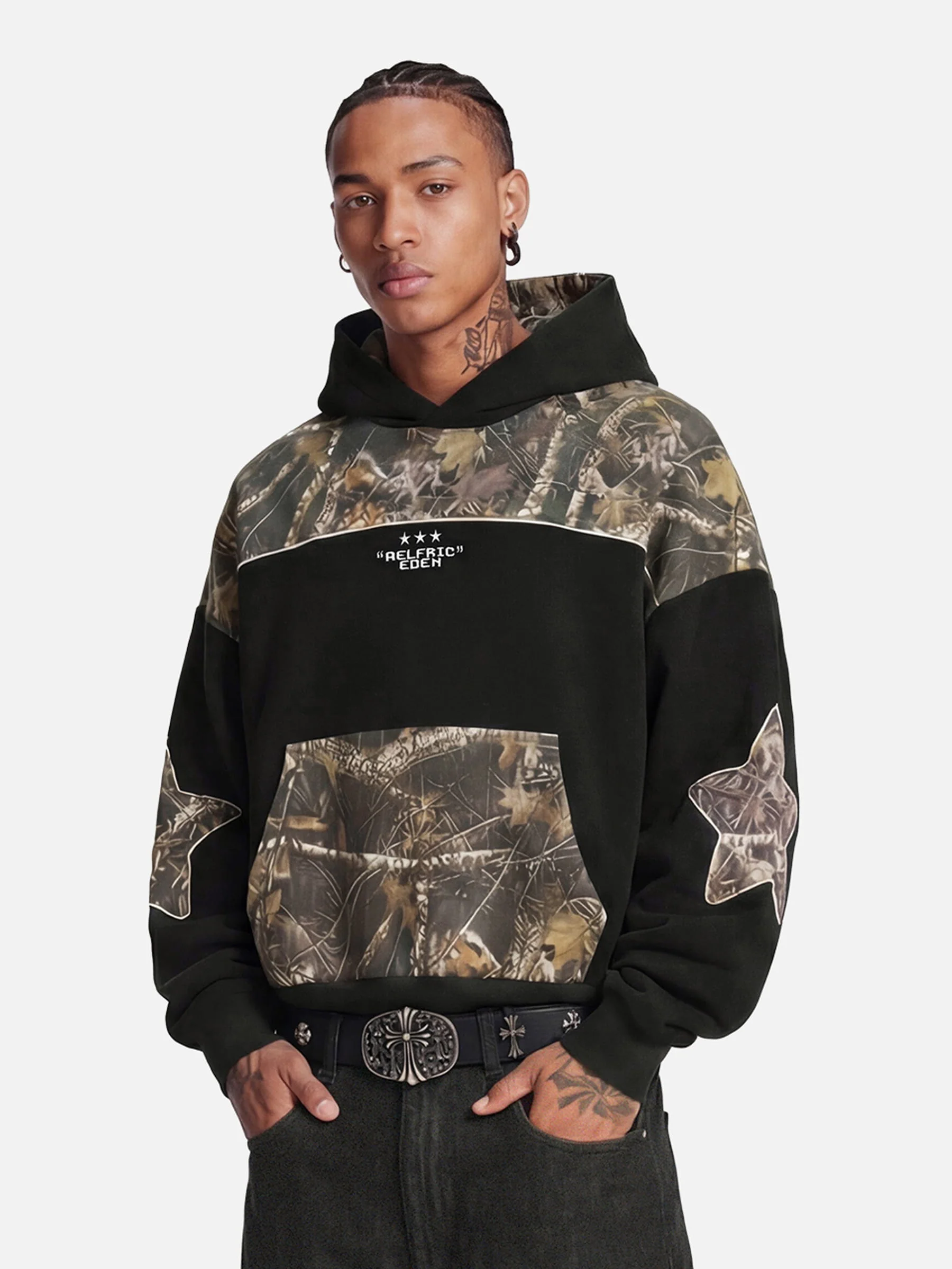 Aelfric Eden Boxy CAMO Panel Pullover Hoodie