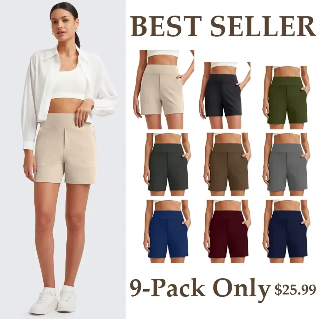Women's Athletic Shorts High Waisted Running Yoga Shorts Summer Casual Burmuda Shorts with Pockets Activewear