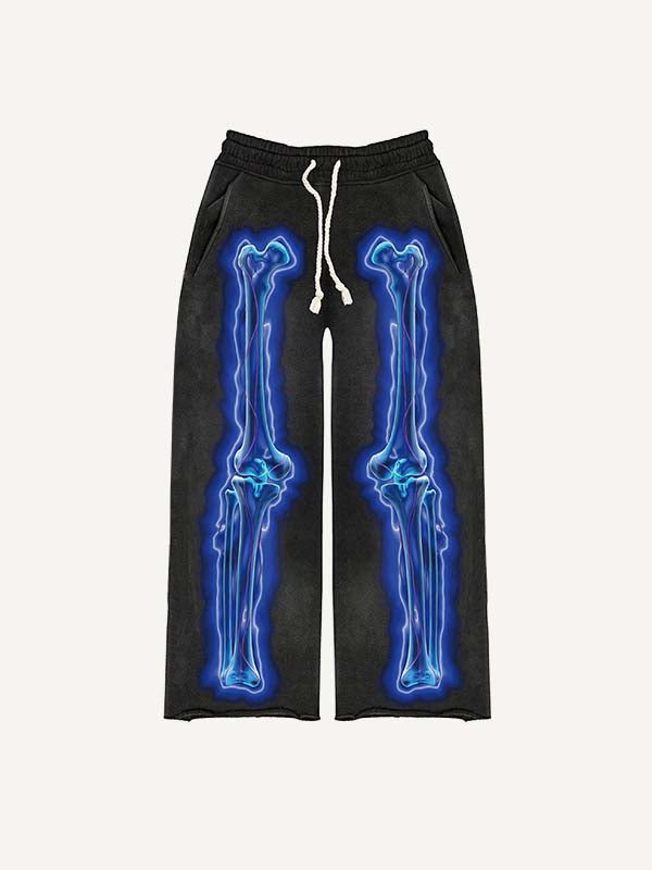 Glow Skeleton Print Elastic Waist Pants