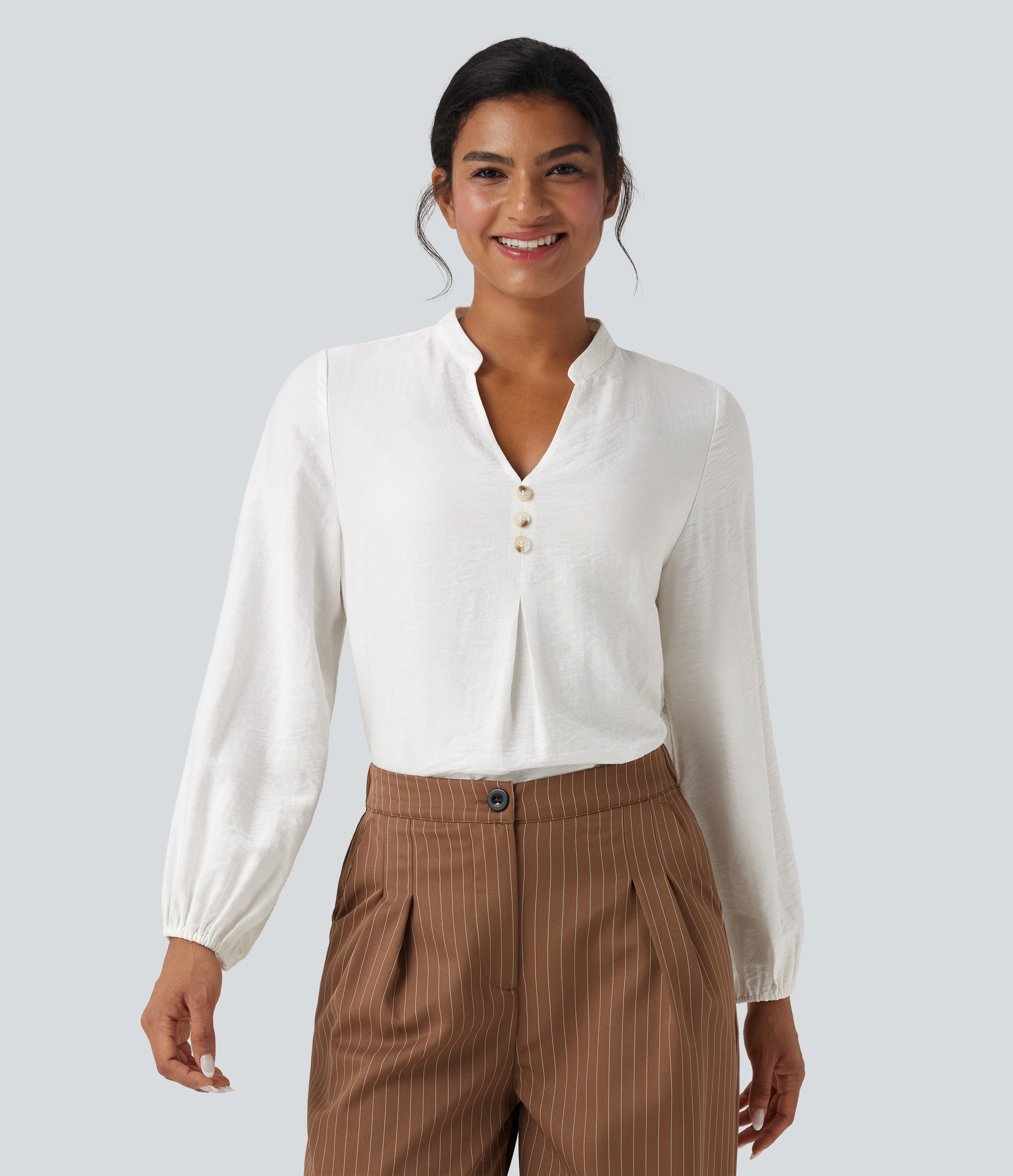 V Neck Long Sleeve Work Shirt