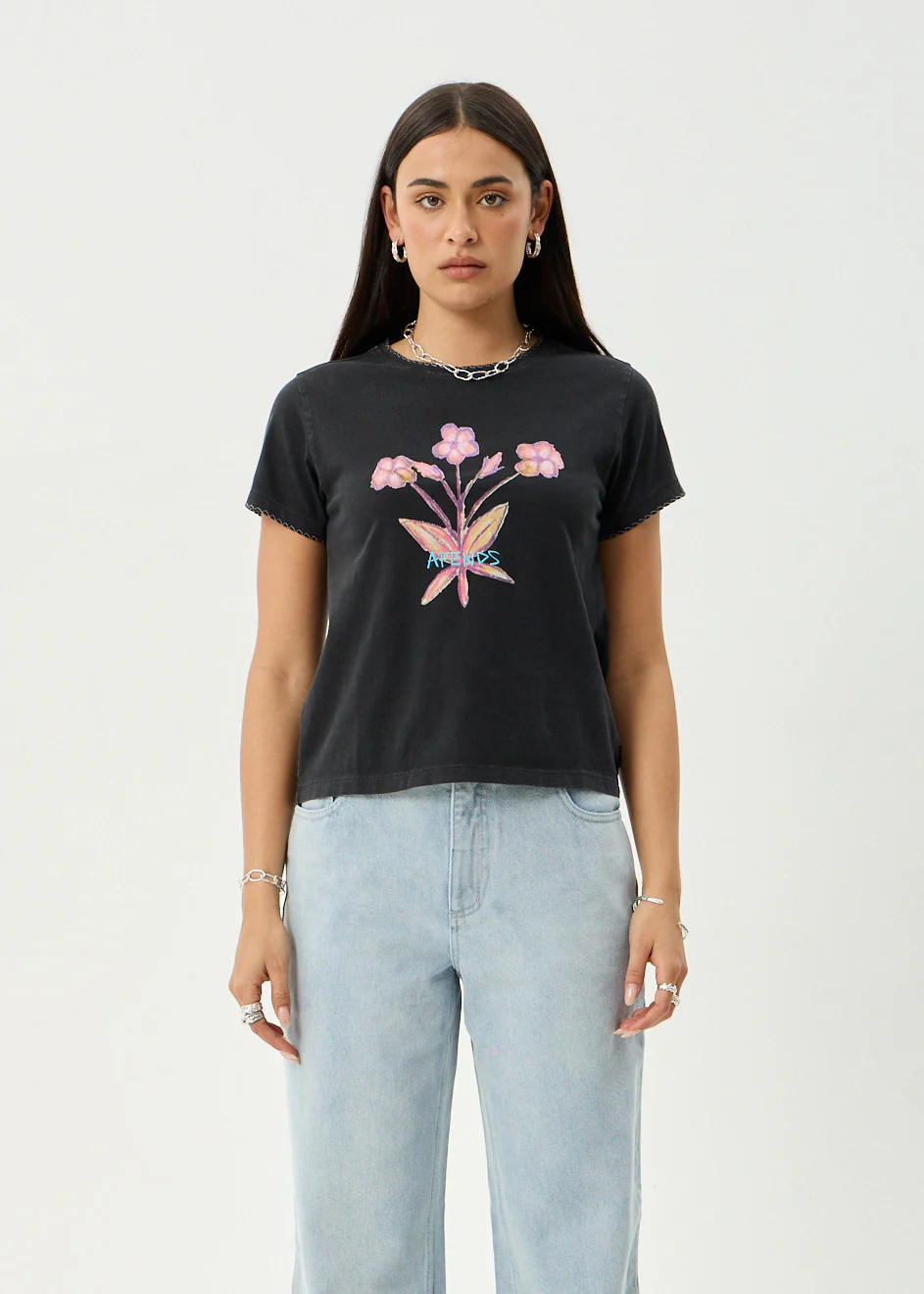 AFENDS Womens Briar - Regular Tee - Stone Black