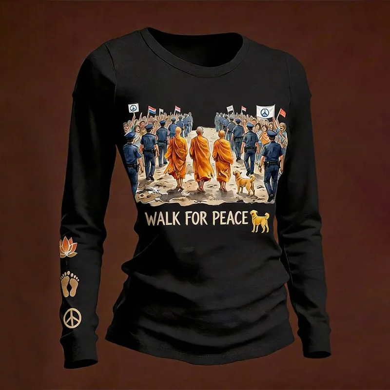 Women's Walk For Peace Printed Long Sleeve T-shirt