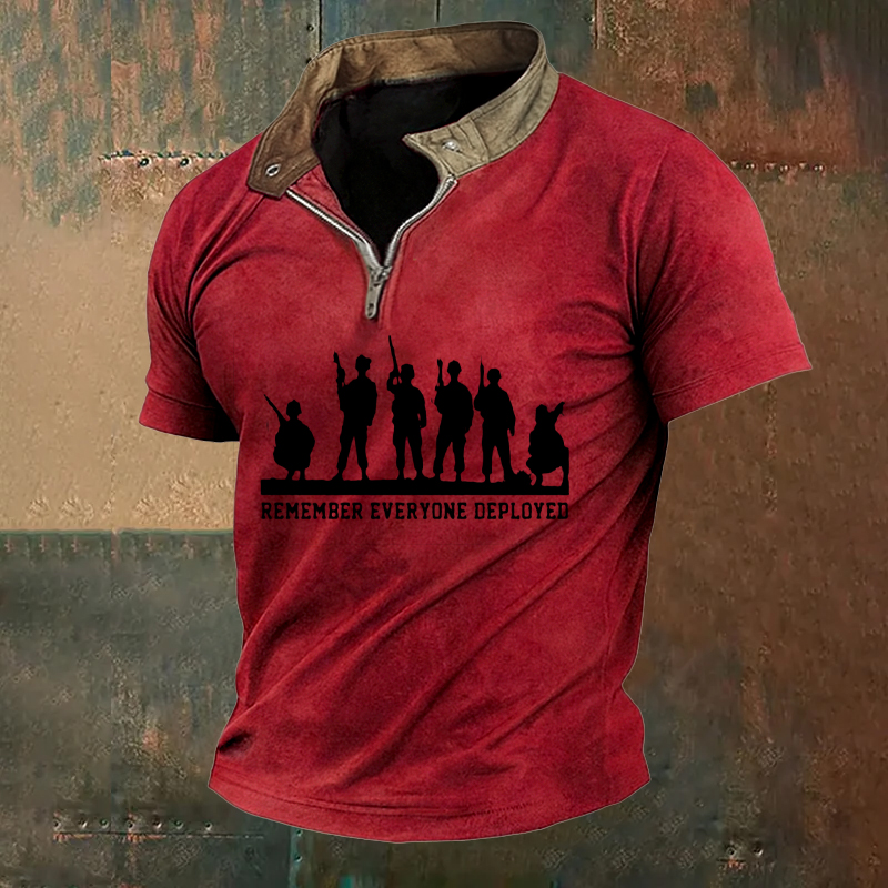Men's Red Friday Veteran Print Casual Polo T-shirt