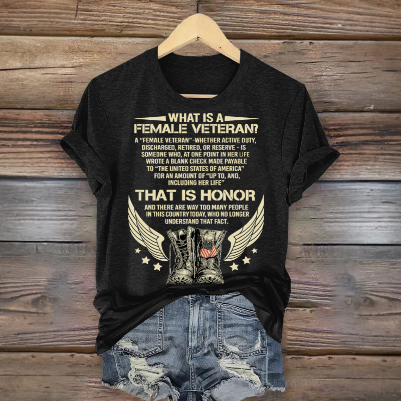 Women's Veteran Casual Printed T-shirt