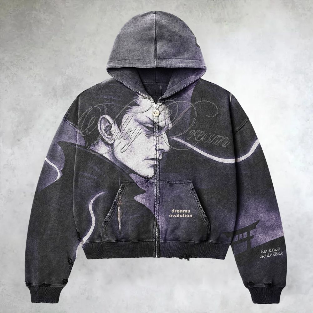 Anime Characte Loose Zip Up Hoodie