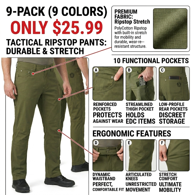 Lightweight and highly functional work pants with embedded elastic panels.