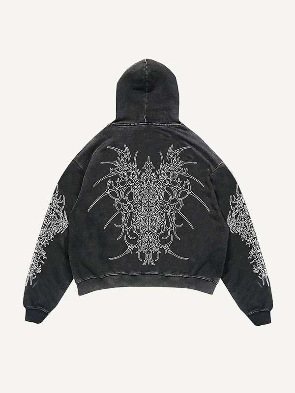 Graphic Print Slant Pockets Hoodie