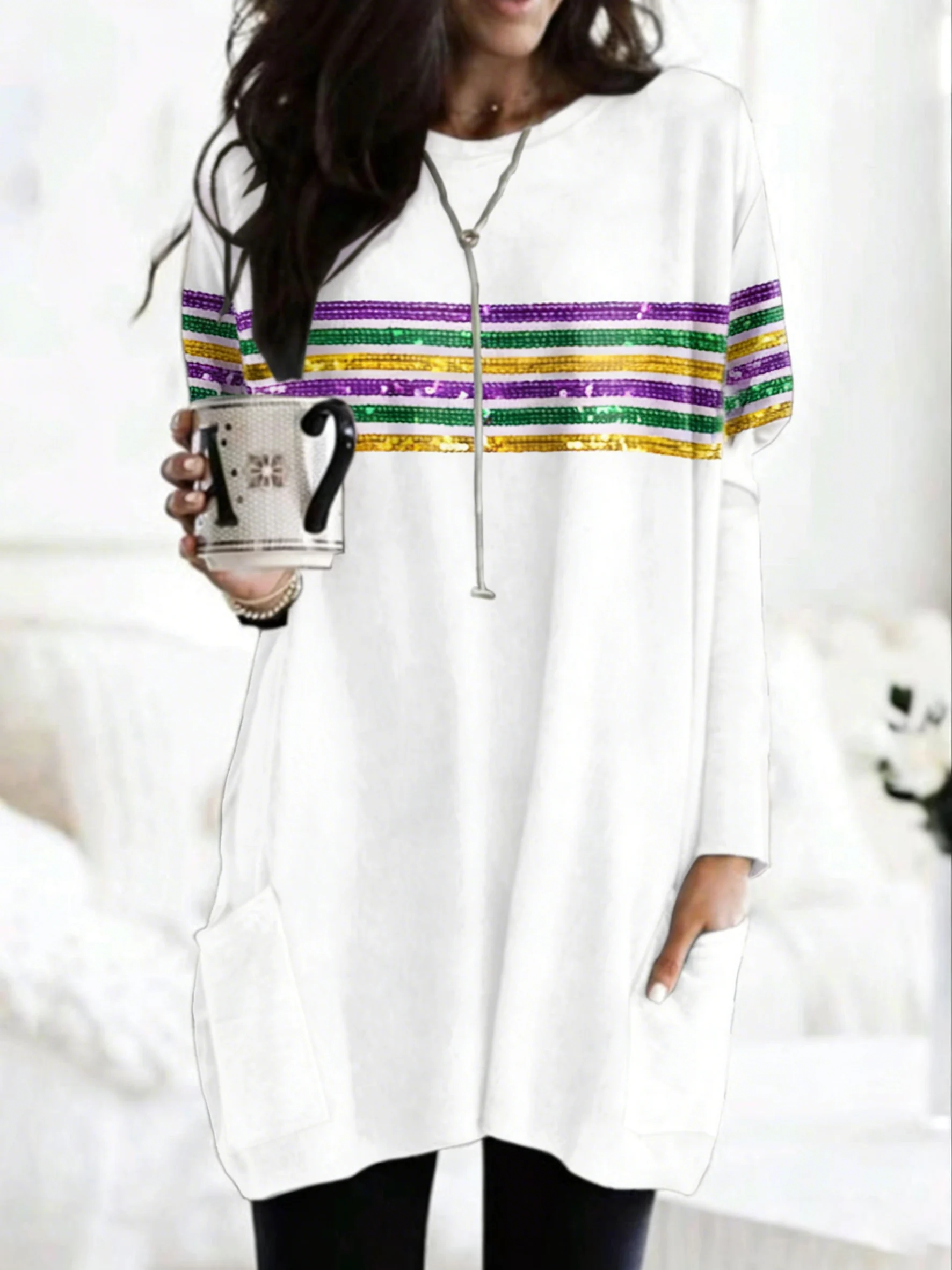 Women's Retro Mardi Gras With Pockets Print Dress