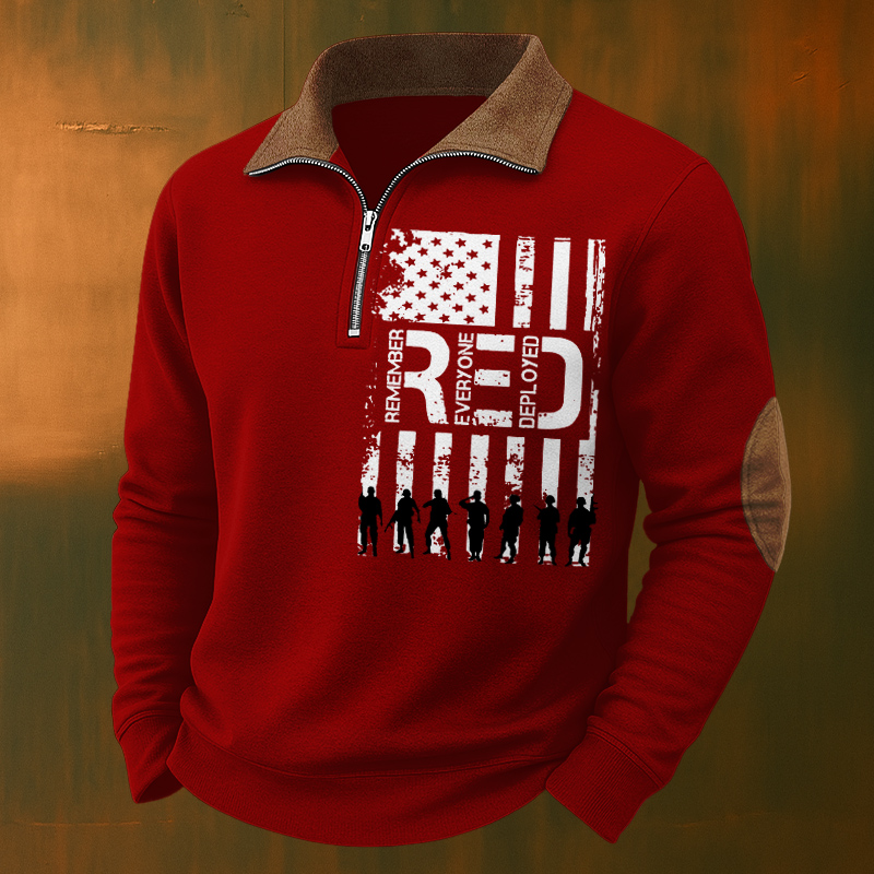 Men's On Friday We Wear Red Print Zip-Up Sweatshirt