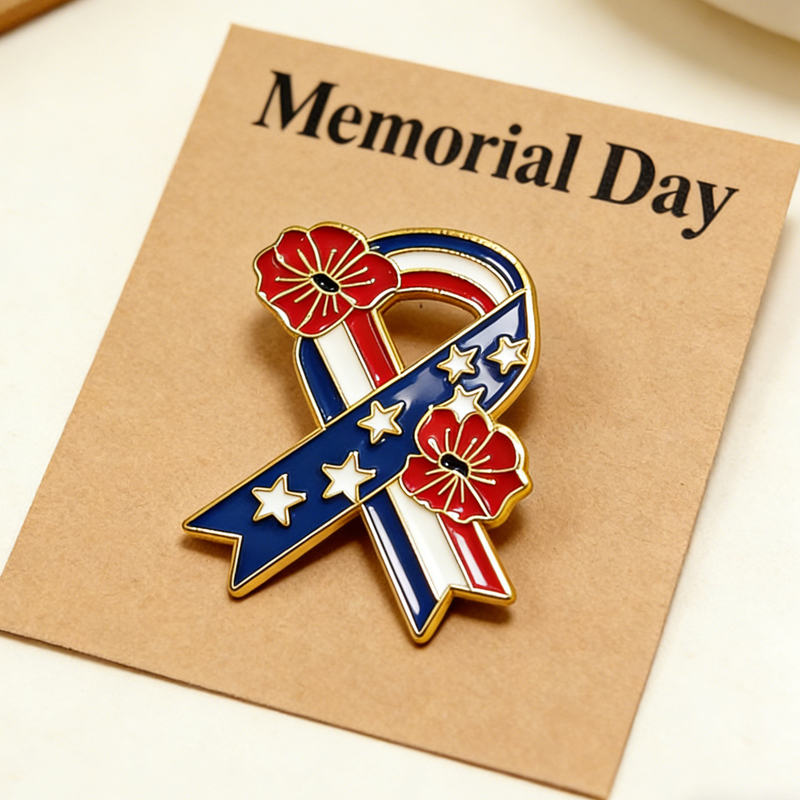 Unisex US Memorial Day Poppy Exquisite Brooch