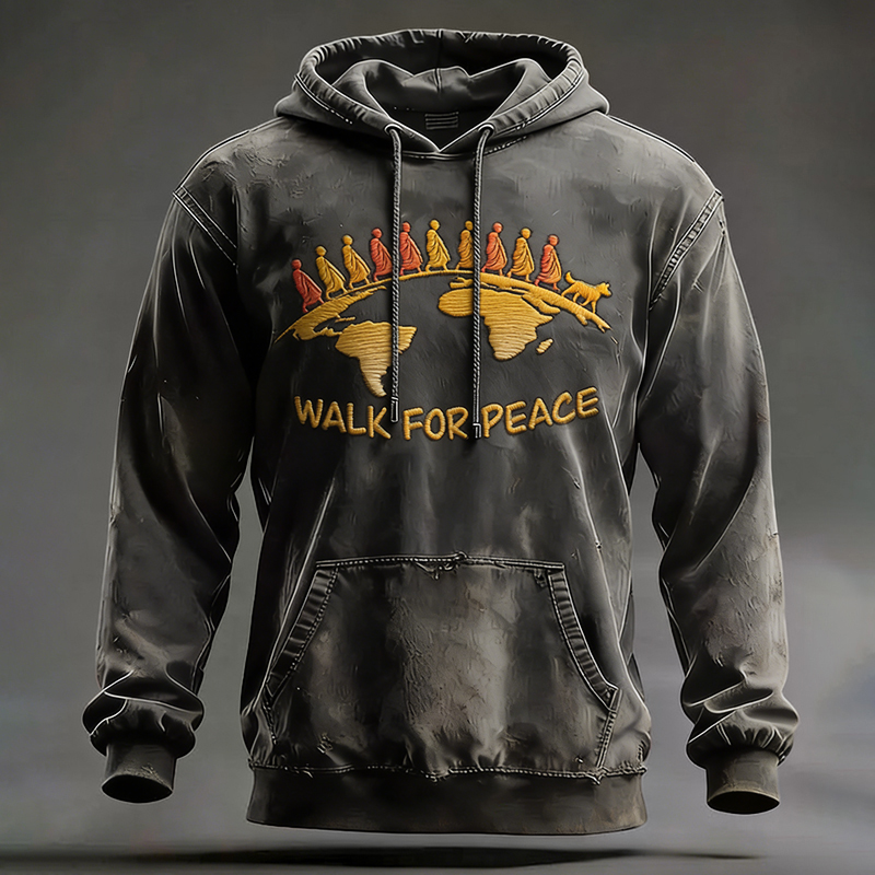Men's Vintage Walk For Peace Art Comfy Hoodie