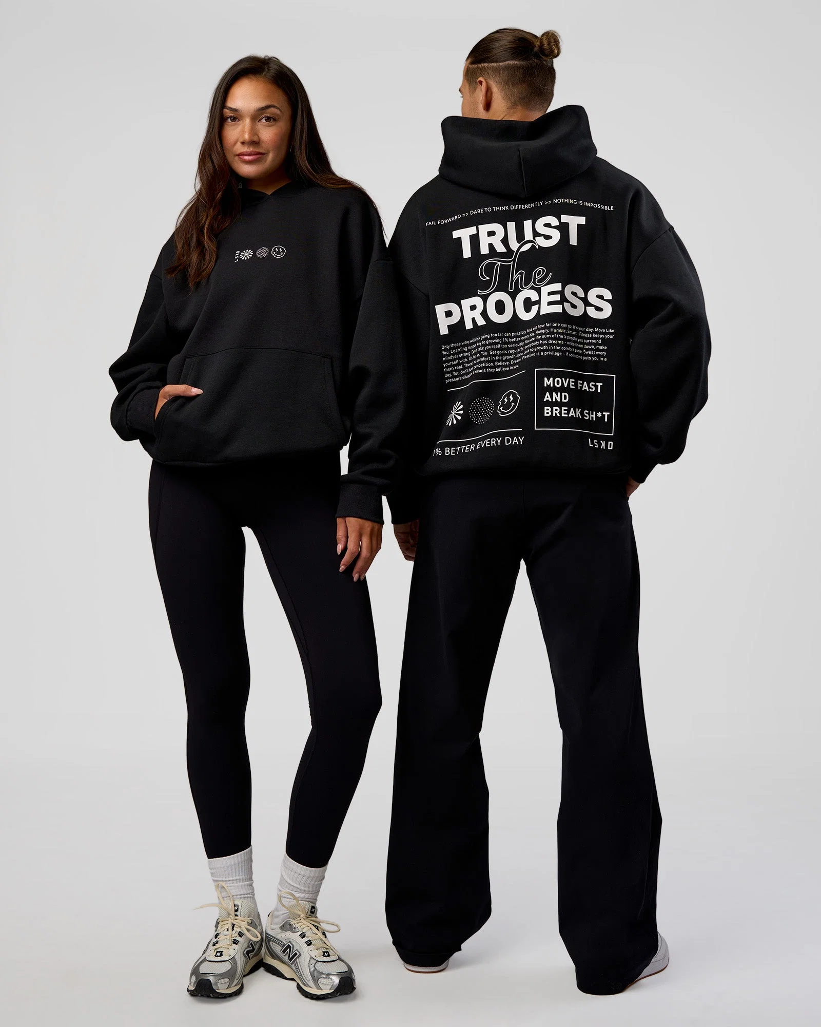 Trust The Process Unisex Oversized Hoodie - Black-White