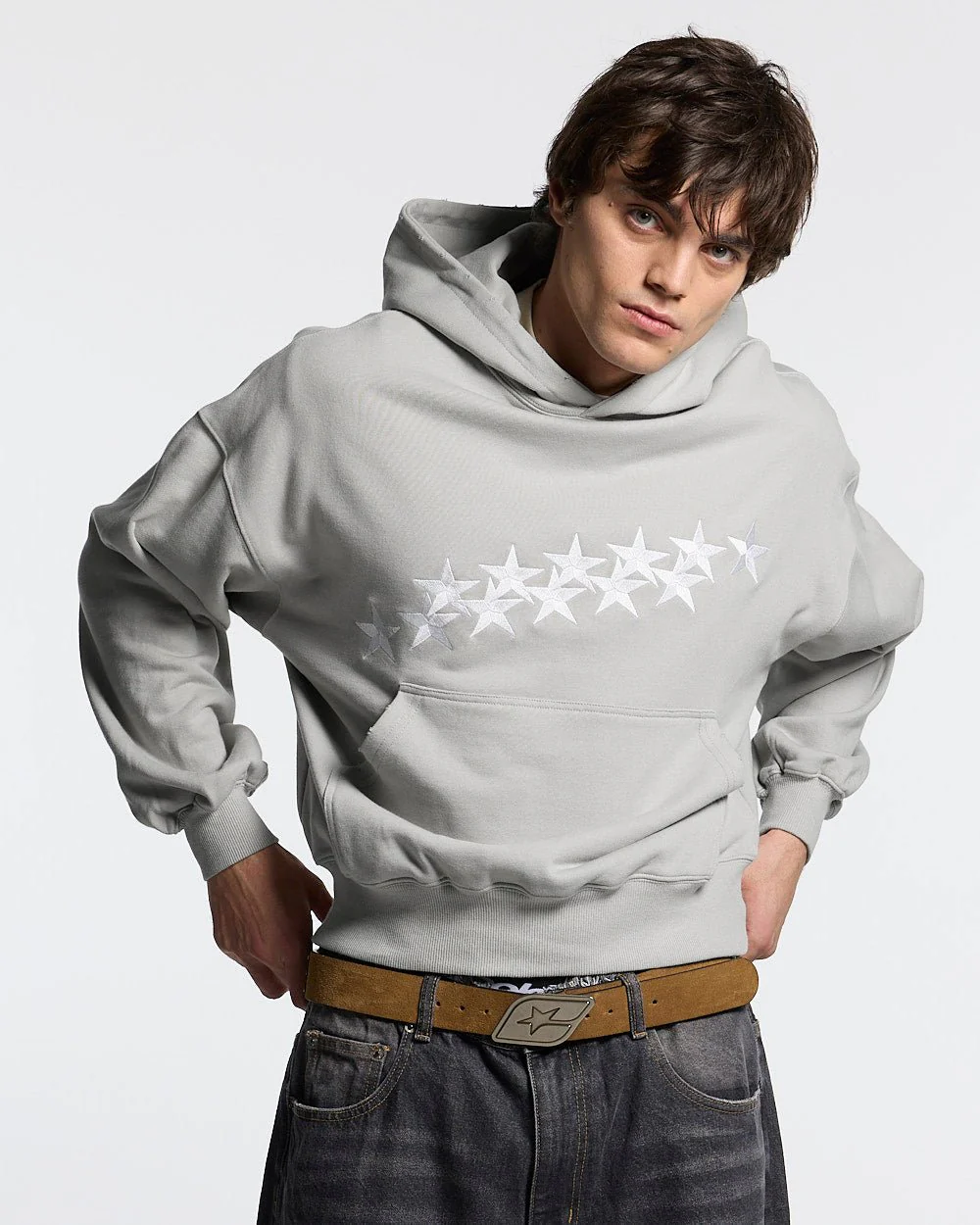 STARS HOODIE PALE GREY