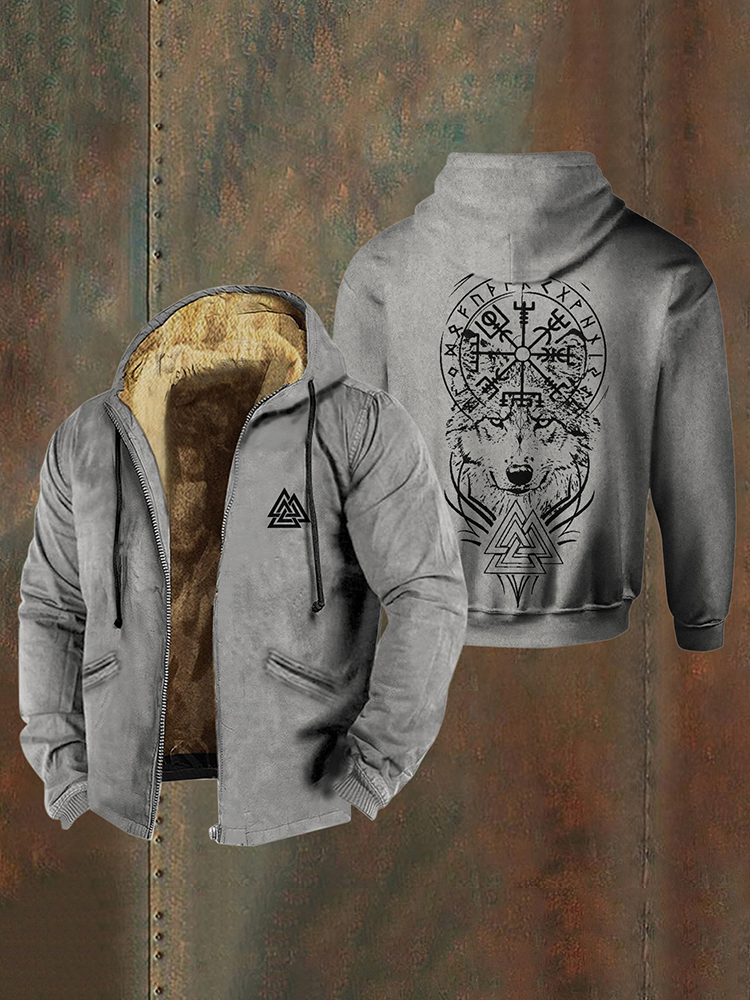 Men's Viking Wolf Style Celtic Pattern Zipper Jacket