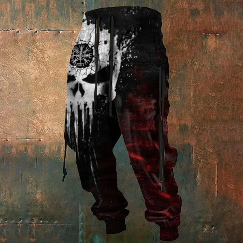 Men's Viking Skulls Print Sweatpants
