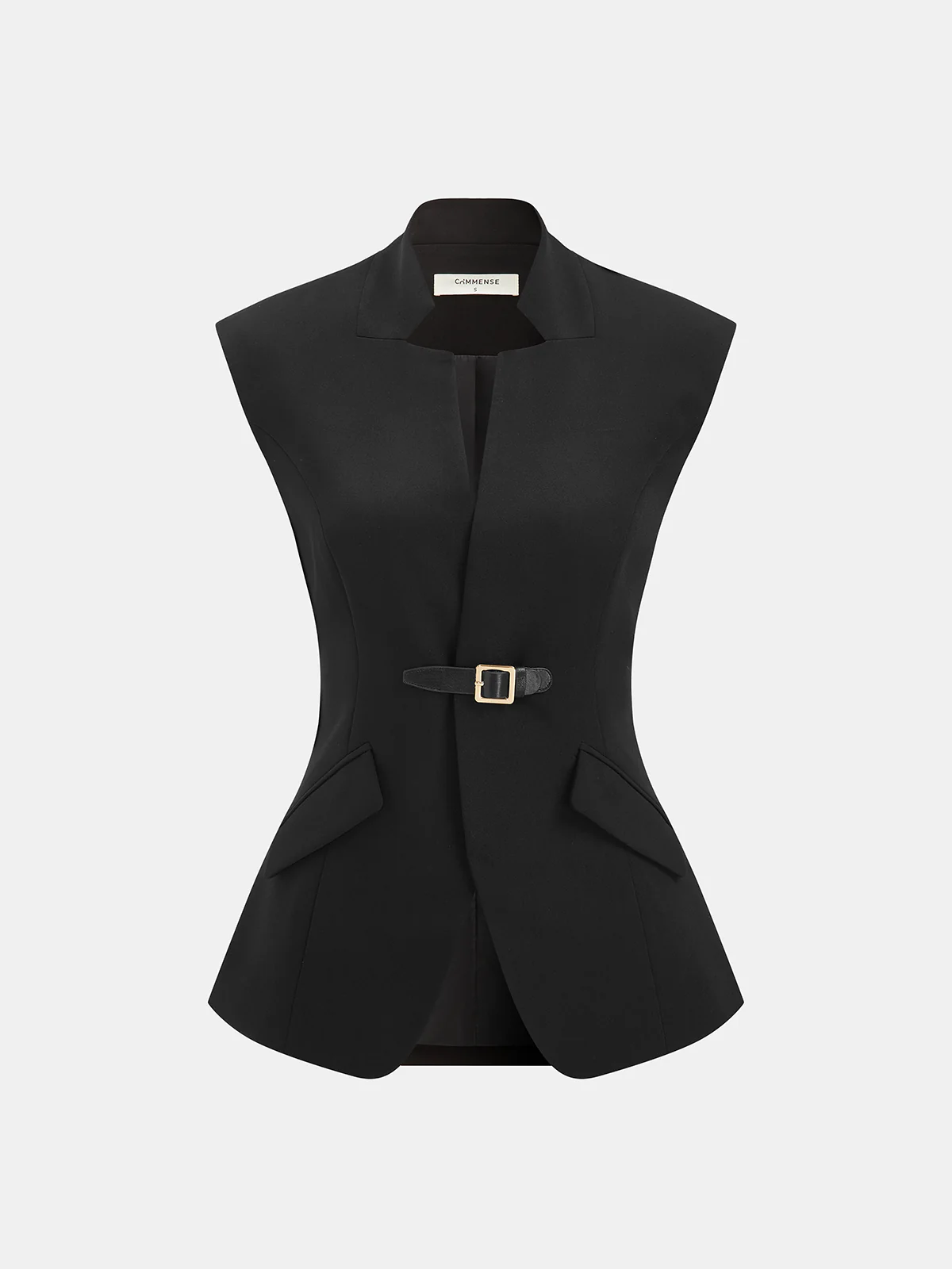 Notch Lapel Buckle Detail Blazer Vest