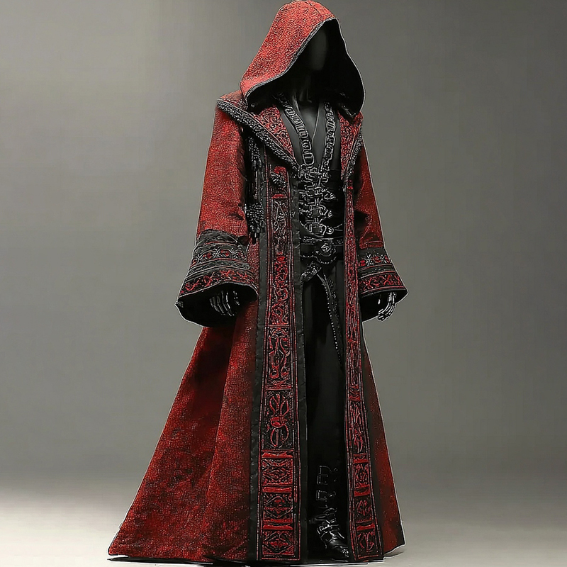 Men's Viking Fashion Design Hooded Contrast Color Cloak