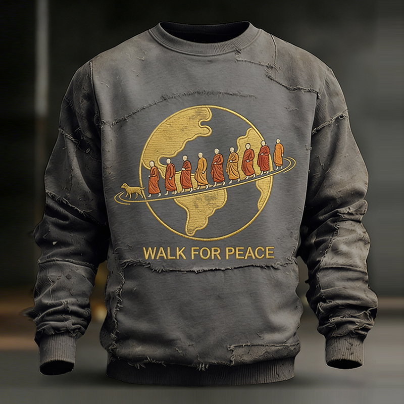 Men's Walk For Peace Art Casual Crew Neck Sweatshirt
