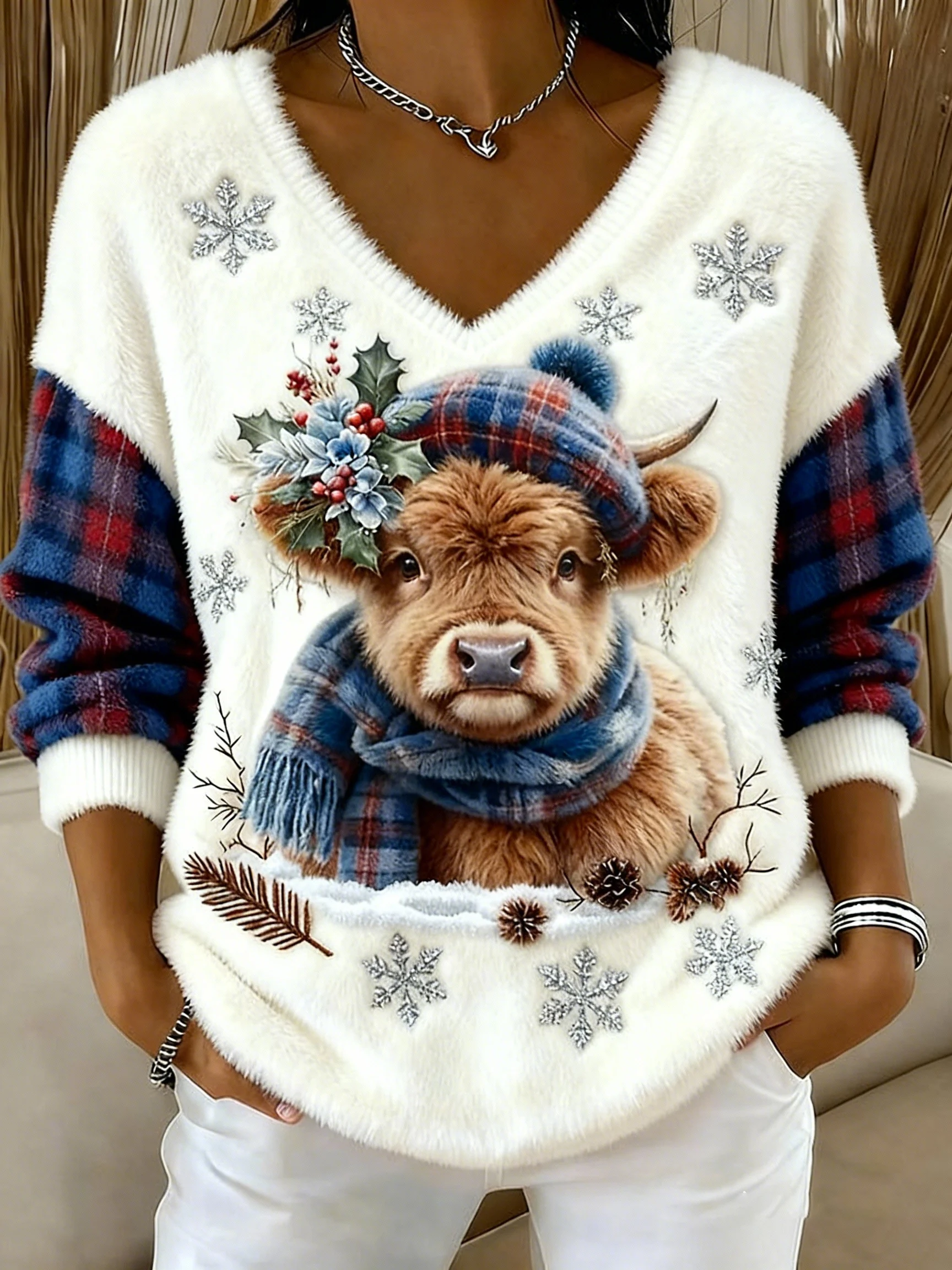 Women's Animal Highland Cow Art Print Top