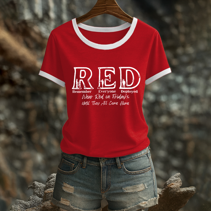 Women's Red Friday Print T-Shirt