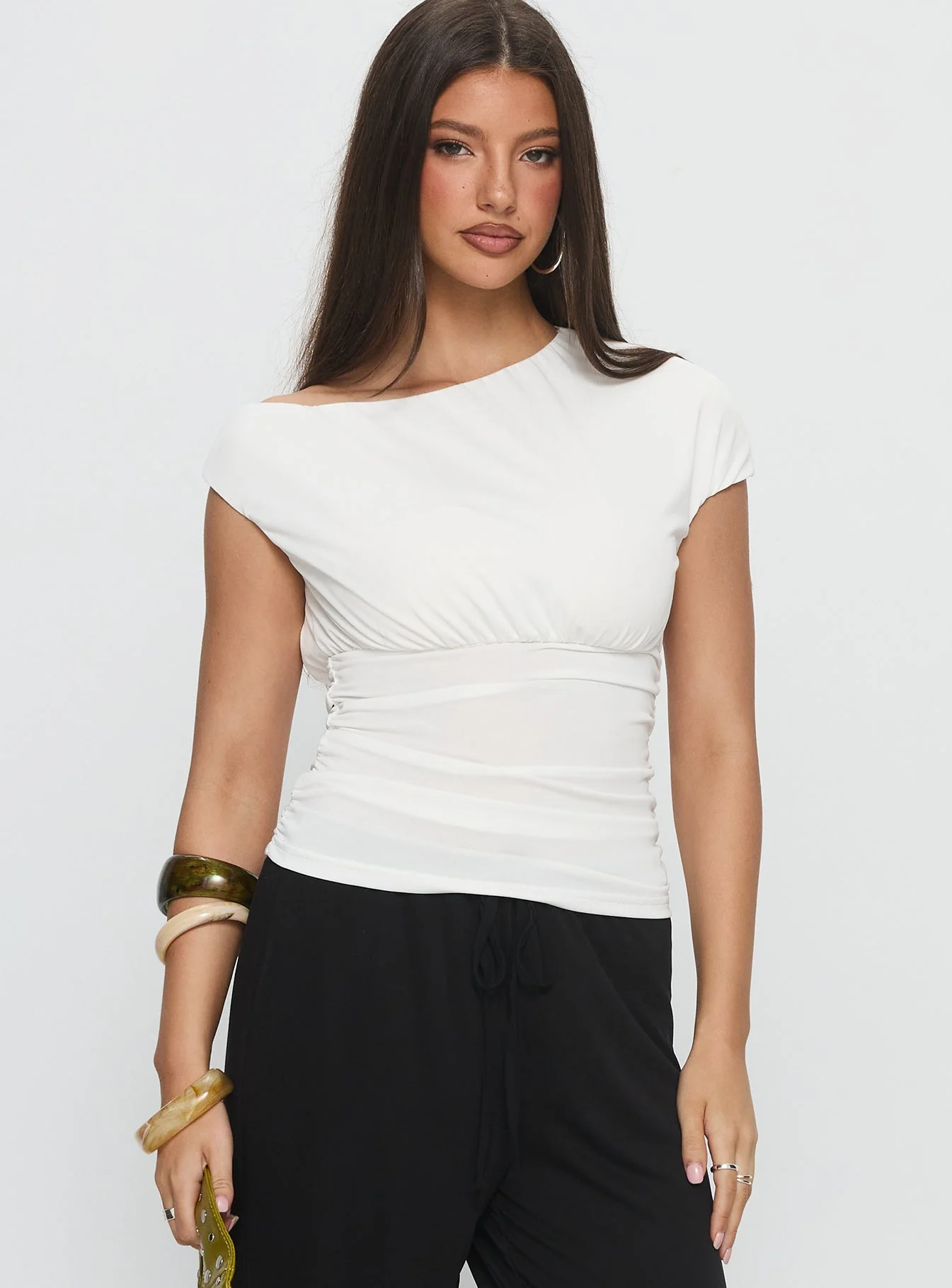 Emelyne Cinched Waist Top White