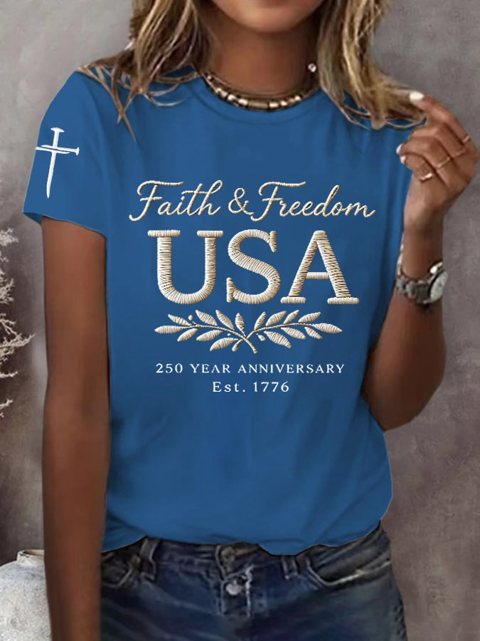 Women's 250th America Anniversary Casual Printed T-Shirt