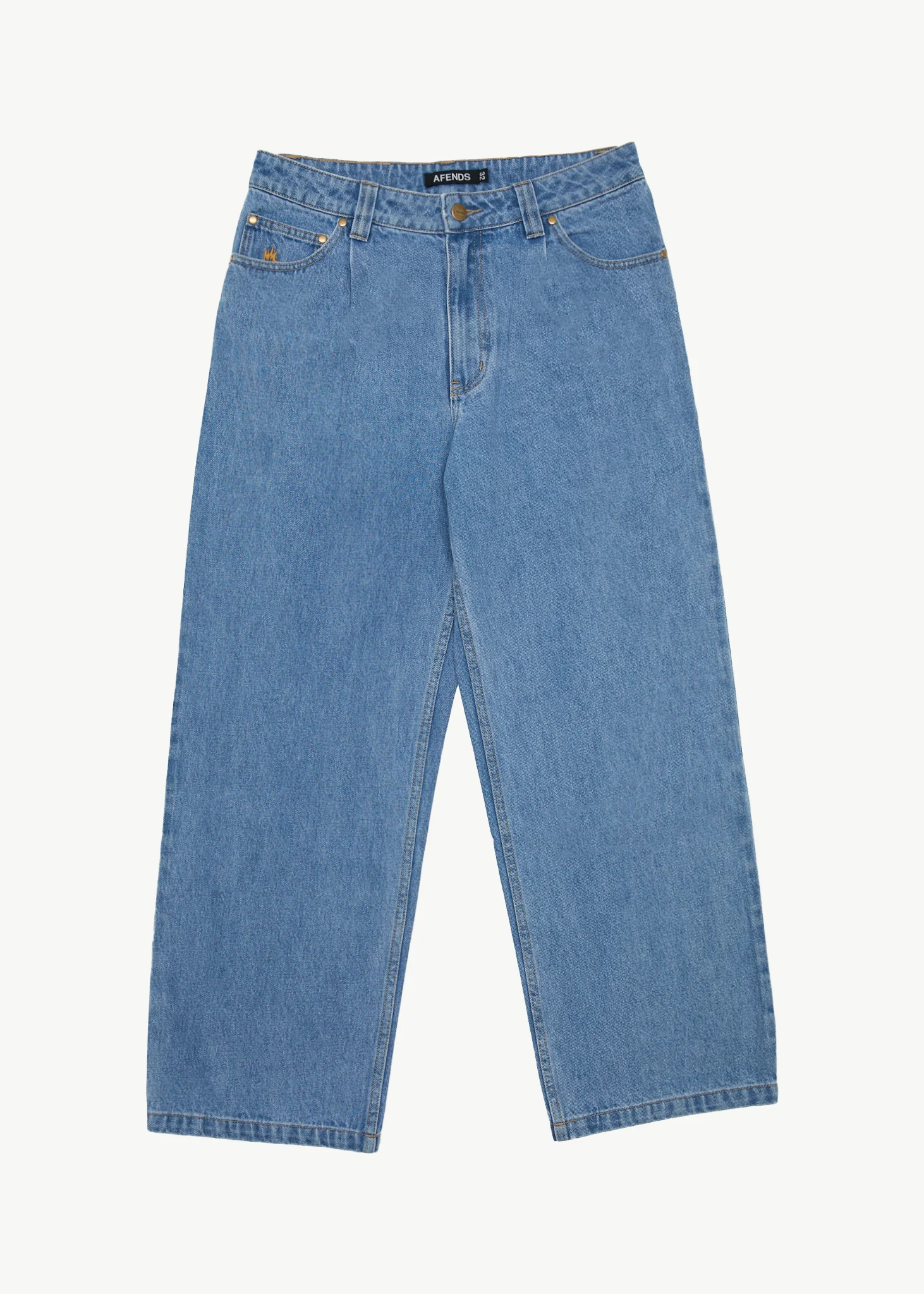 AFENDS Mens Fast Forward - Denim Ultra Baggy Jean - Worn Blue
