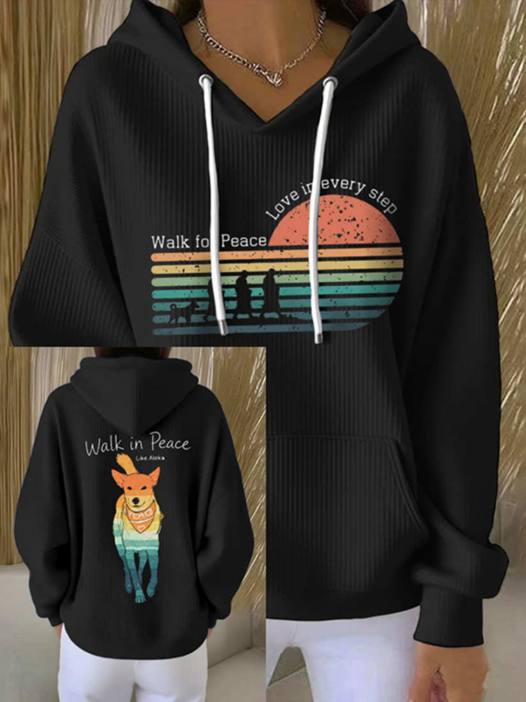 Women's Walk For Peace Print Casual Hoodie