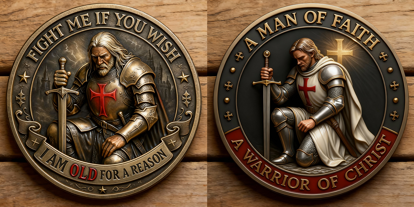 🎉Last Day 49% OFF -⚔️ “Old Knight – A Warrior of Christ” Commemorative Coin 🛡️