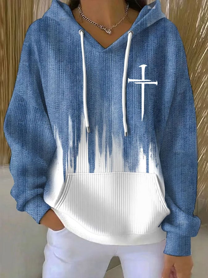 Women's Faith Print Casual Hoodie