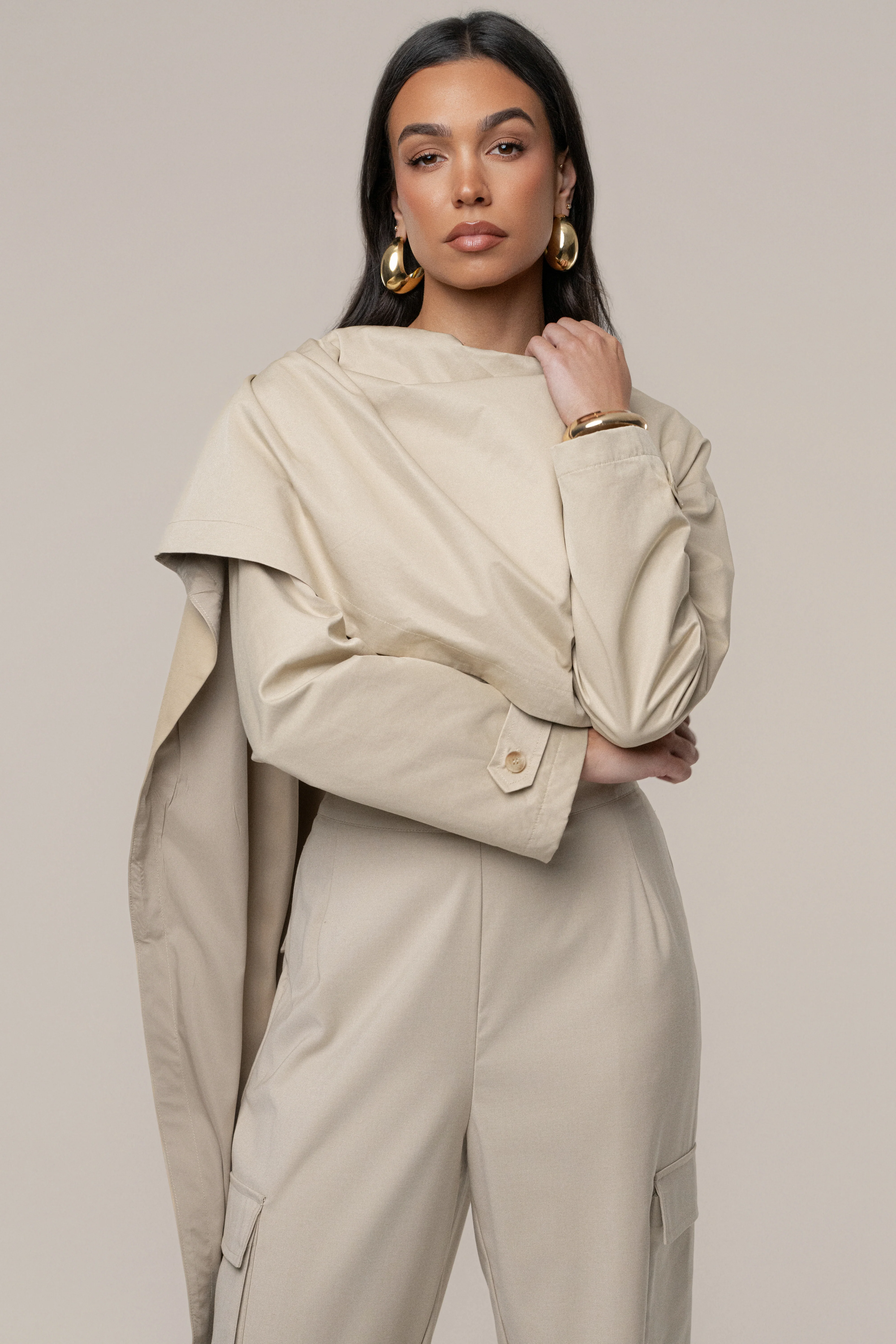 Khaki Next Level Cape Jacket