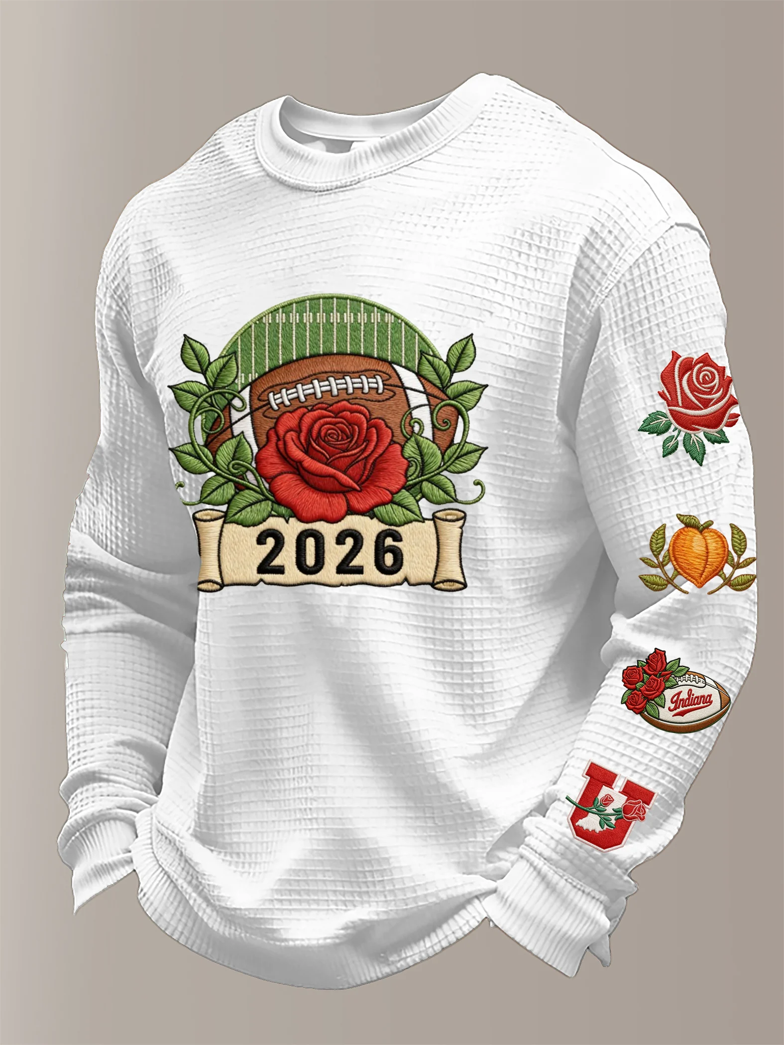 Men's Puerto Rico Printed Waffle-Knit Long-Sleeved T-Shirt