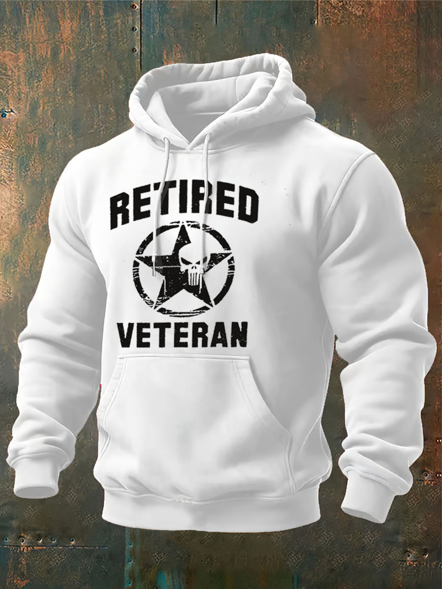 Men's Retired Veteran Printed Cotton Classic Hoodie