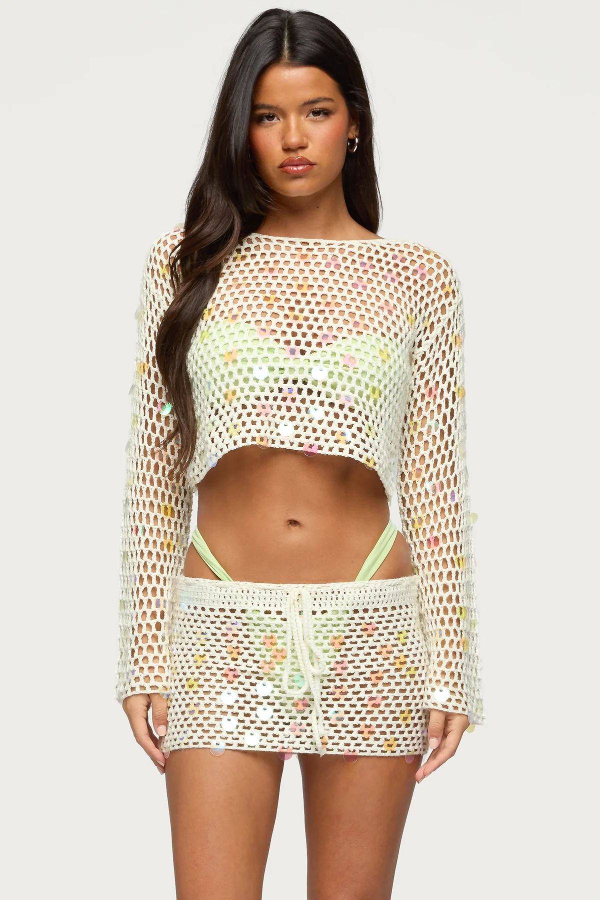 Kirah Sequin Crochet Top