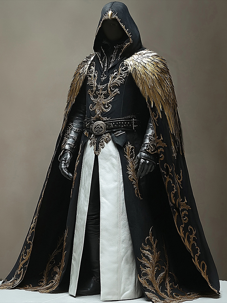 Men's Viking 3d Feather Embroidered Hooded Cloak