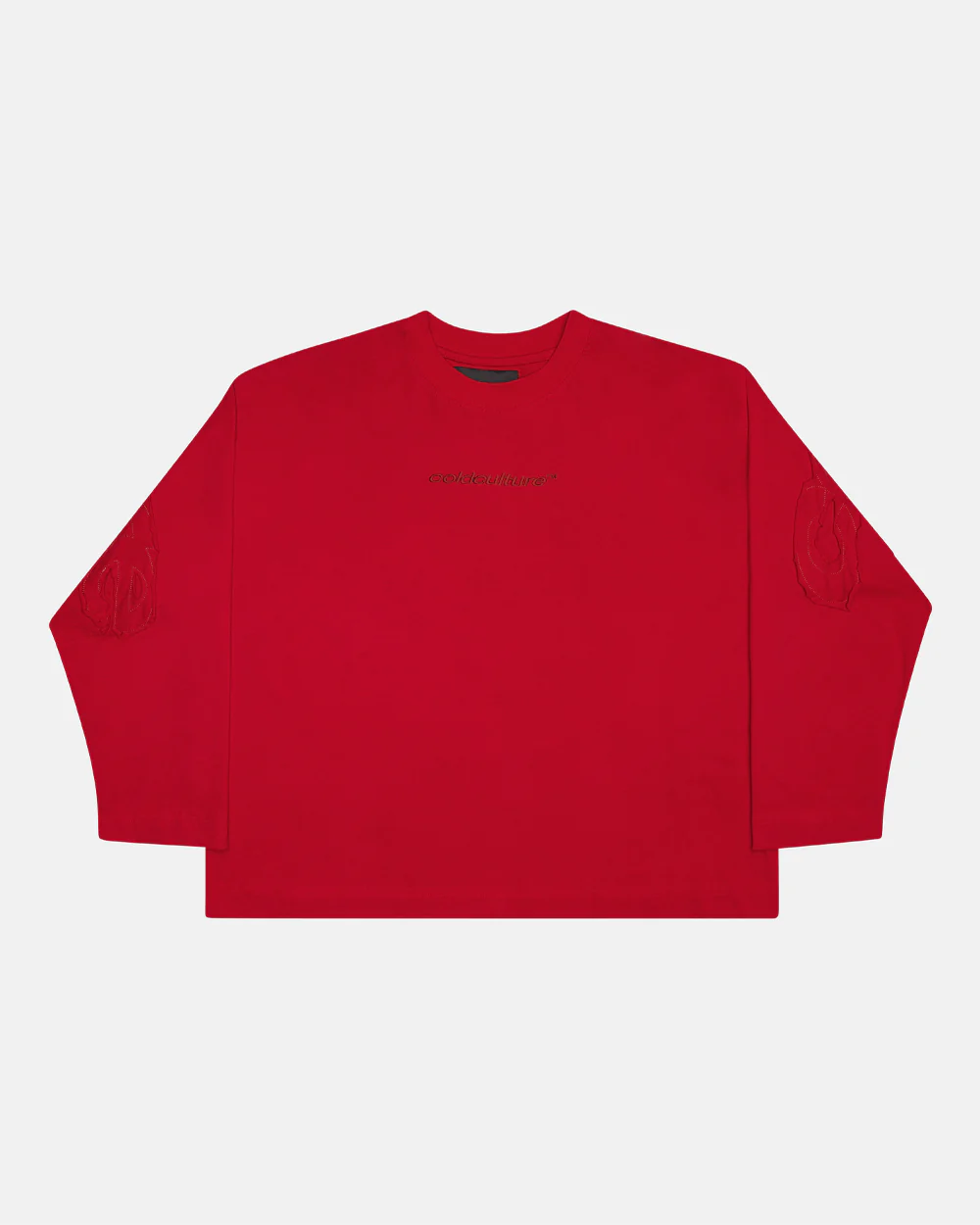 DISTRESS CURVED LONGSLEEVE RED