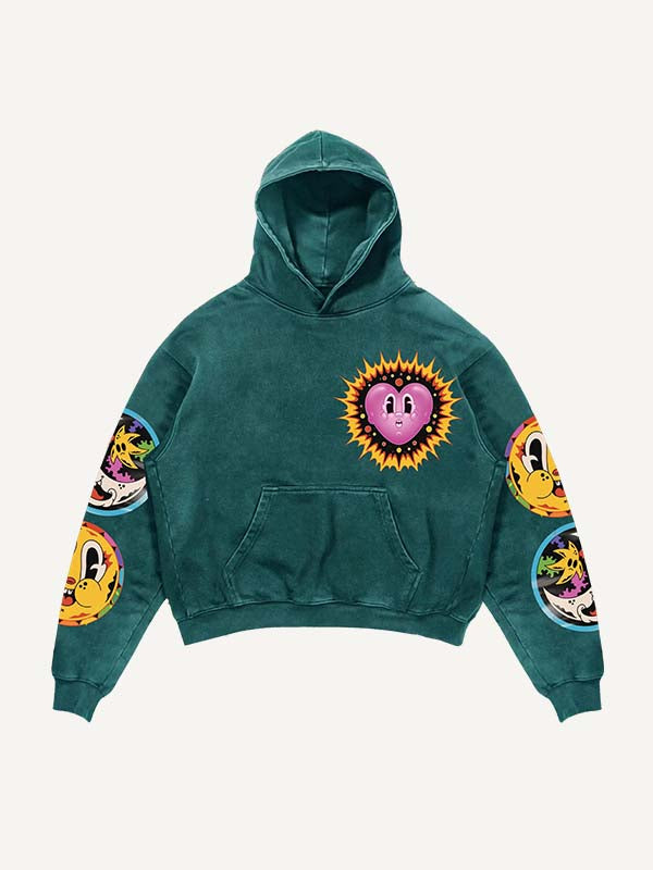 Little Devil&Evil Moon&Sun&Heart&Animal&Graphic Print Slant Pockets Hoodie