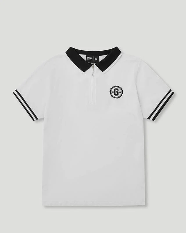 Cursive Pique Polo White