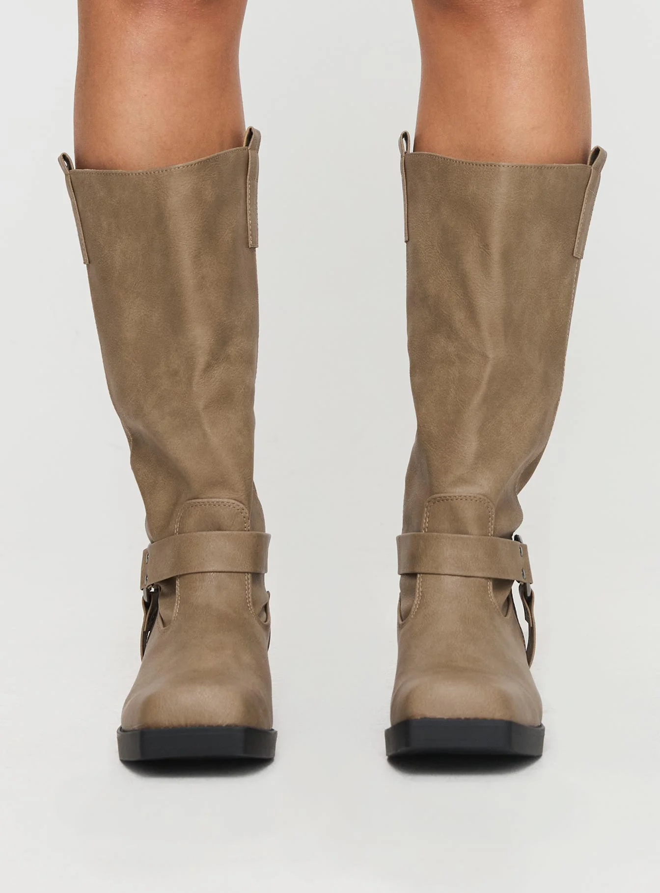 Wrecked Western Boots Beige