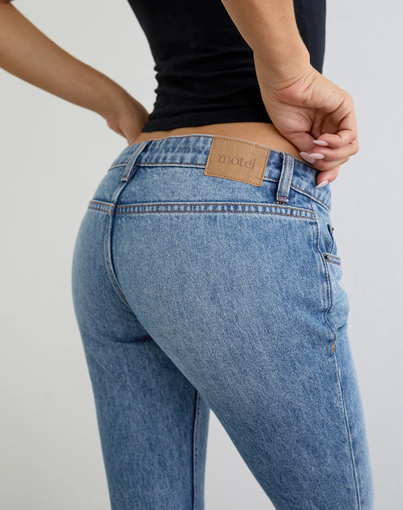 Ultra Low Rise Flare Jean in Slate Blue