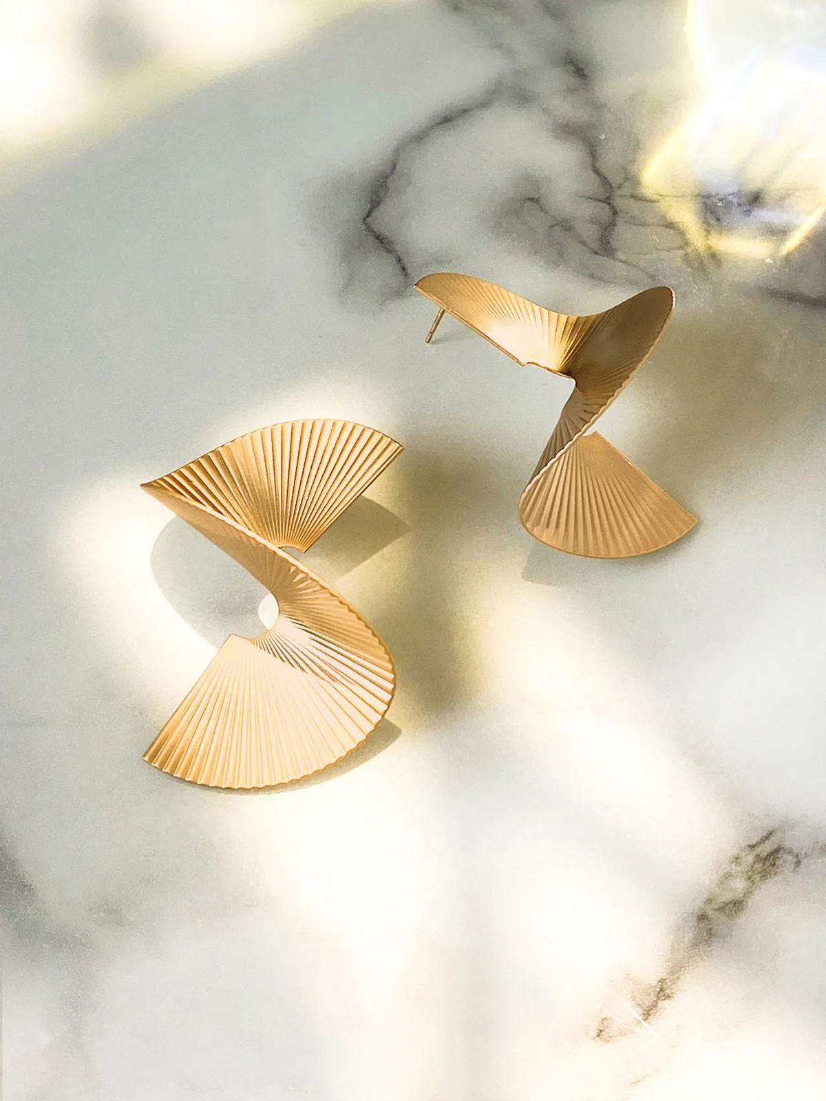 Spiral Fan-Pleated Statement Earrings