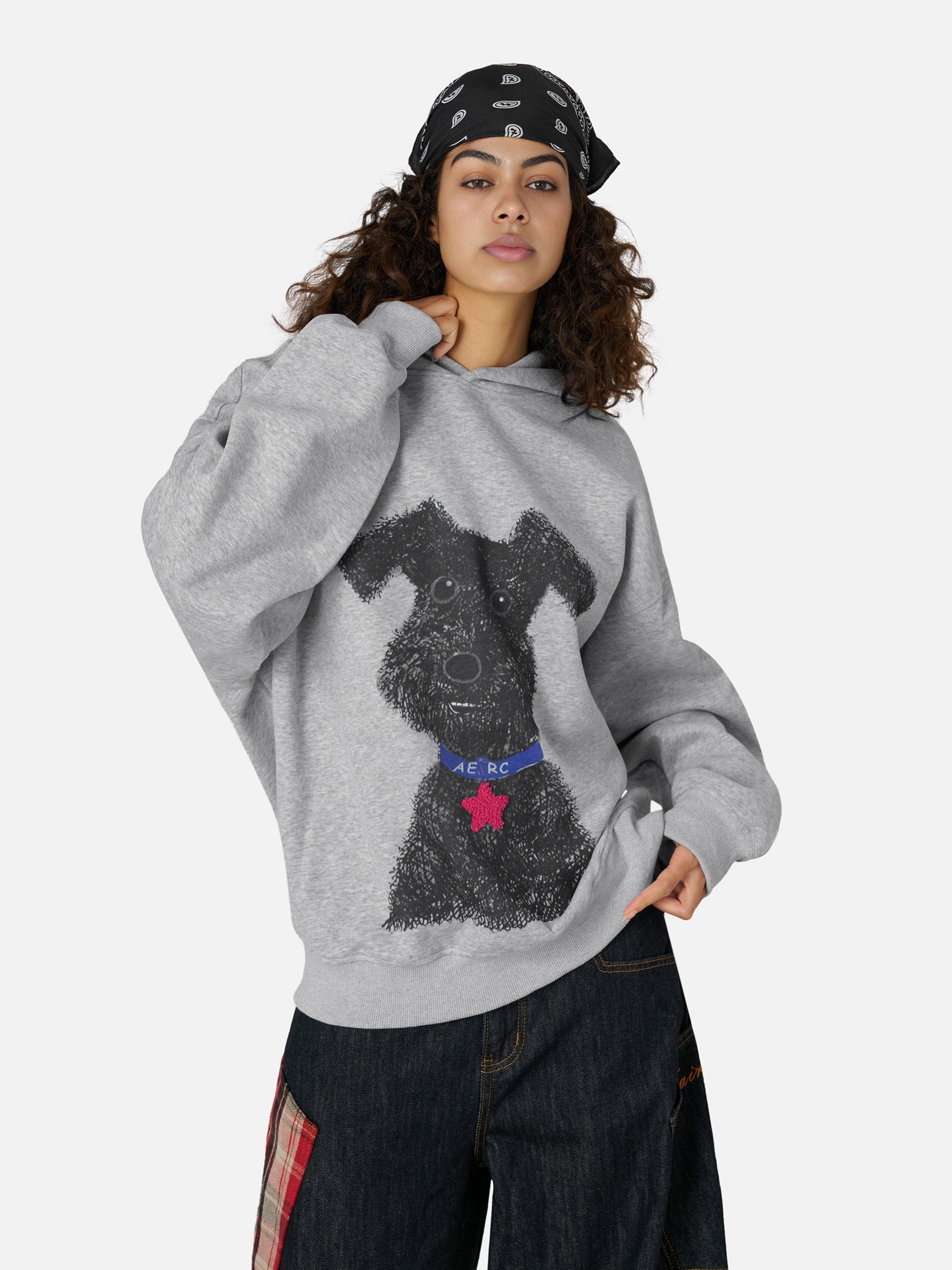 Aelfric eden Graffiti Dog Graphic Oversized Hoodie