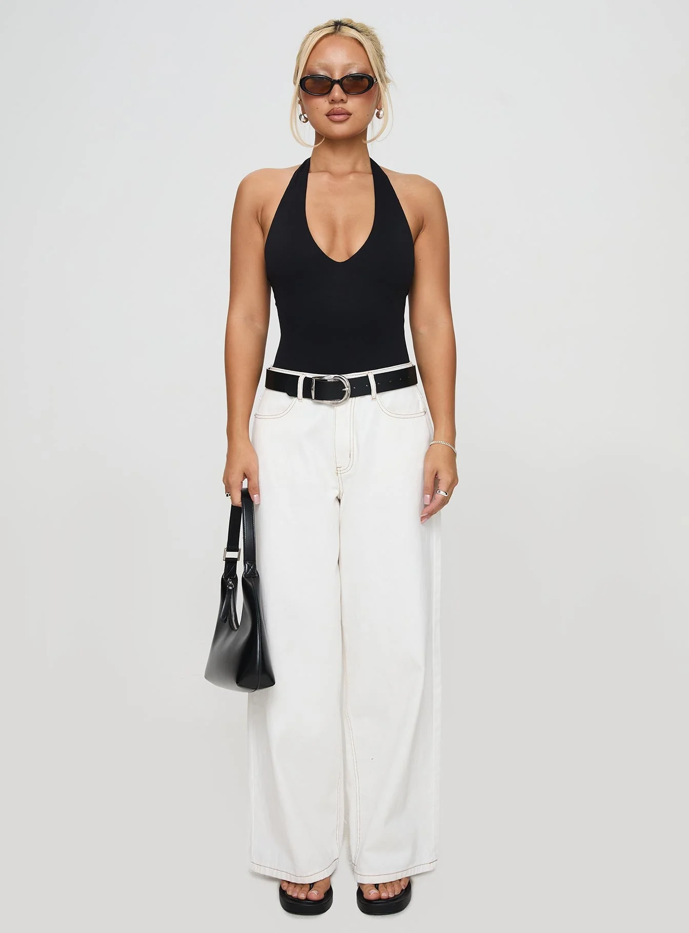 Someone New Halter Bodysuit Black