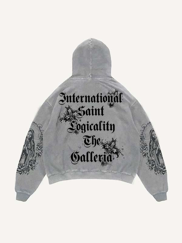 Jesus&Letter&Cross&Pray Print Slant Pockets Hoodie