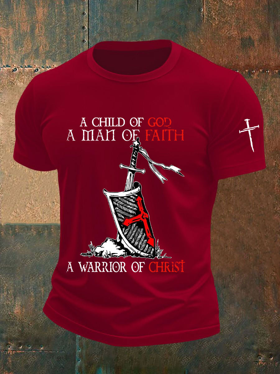 Men's A Man Of Faith Printed Casual T-shirt