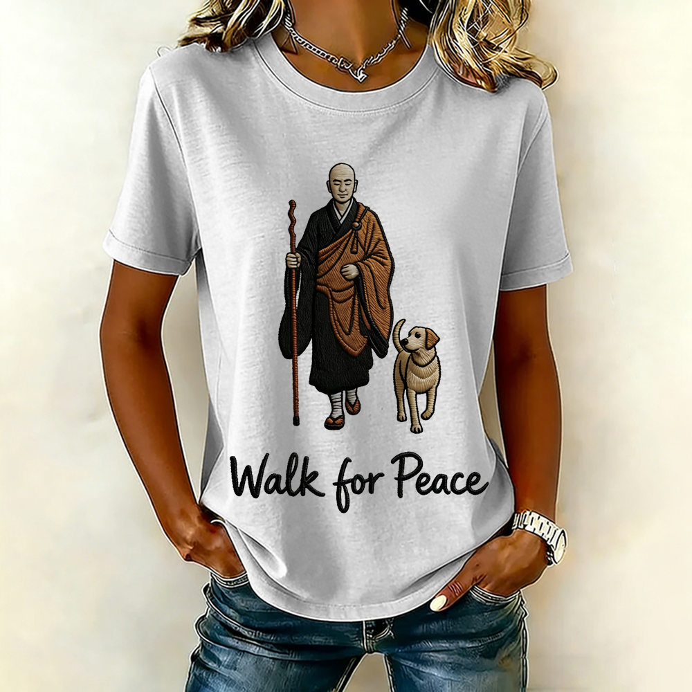 Walk For Peace Monks With Aloka Dog Casual T Shirt
