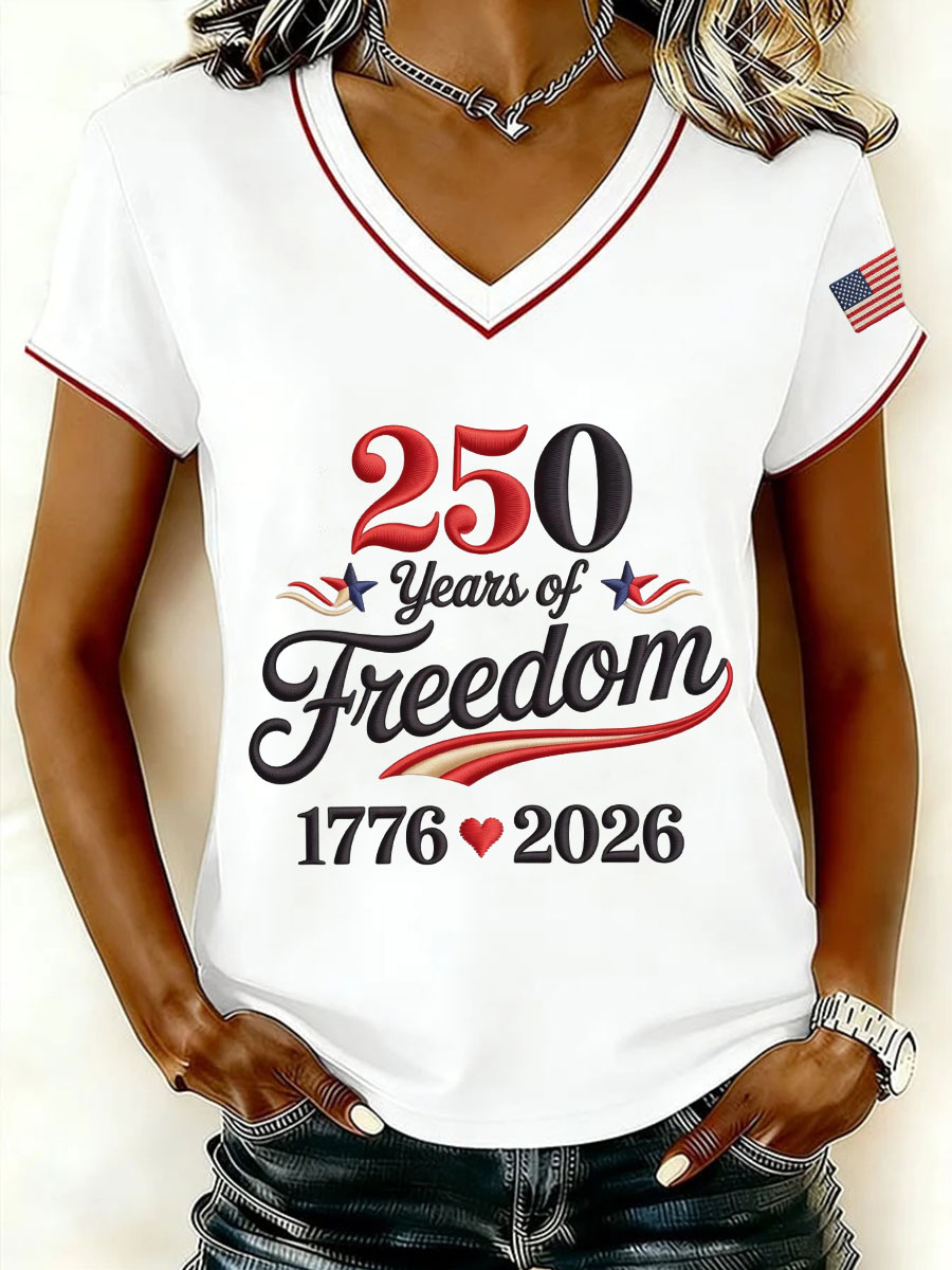 Women's 250 Years of Freedom V-Neck T-Shirts