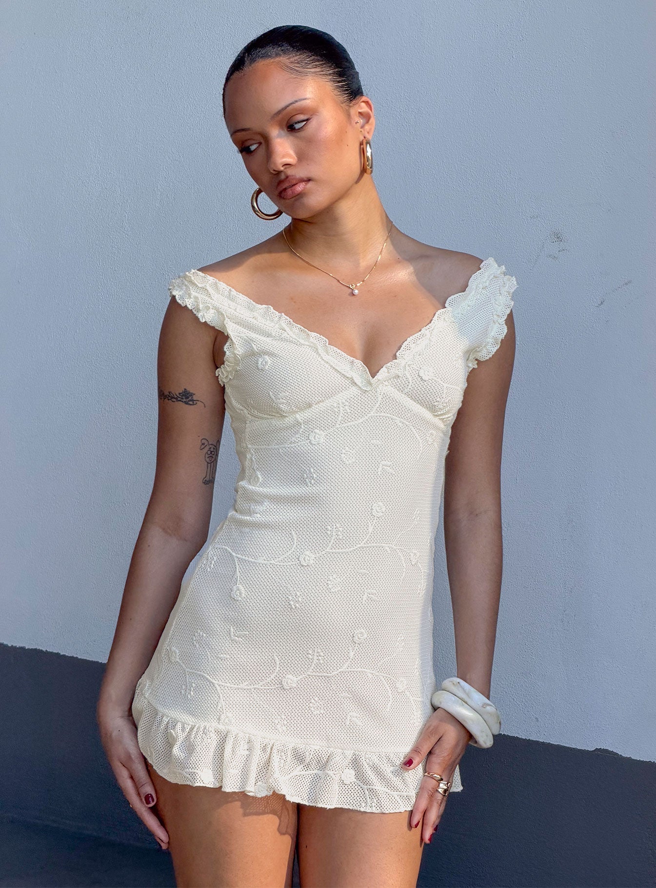 Feeling Alive Tie Back Mini Dress White